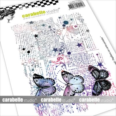 Tampon A6 : Background : Papillons sur cartes postales