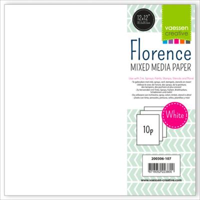 Set 10 feuilles papier Mixed Media Blanc 12x12'' 240gr