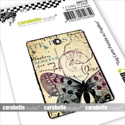 Tampon Mini : Tag carte postale au papillon
